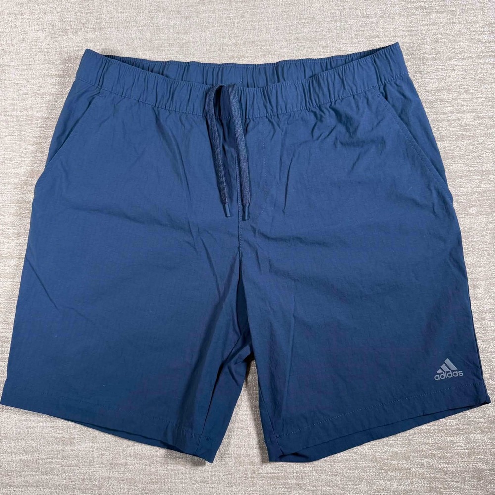 NEW! Adidas Shorts Mens 33"x9 Navy Blue Ripstop Drawstring Athletic HR9055 - Picture 2 of 7